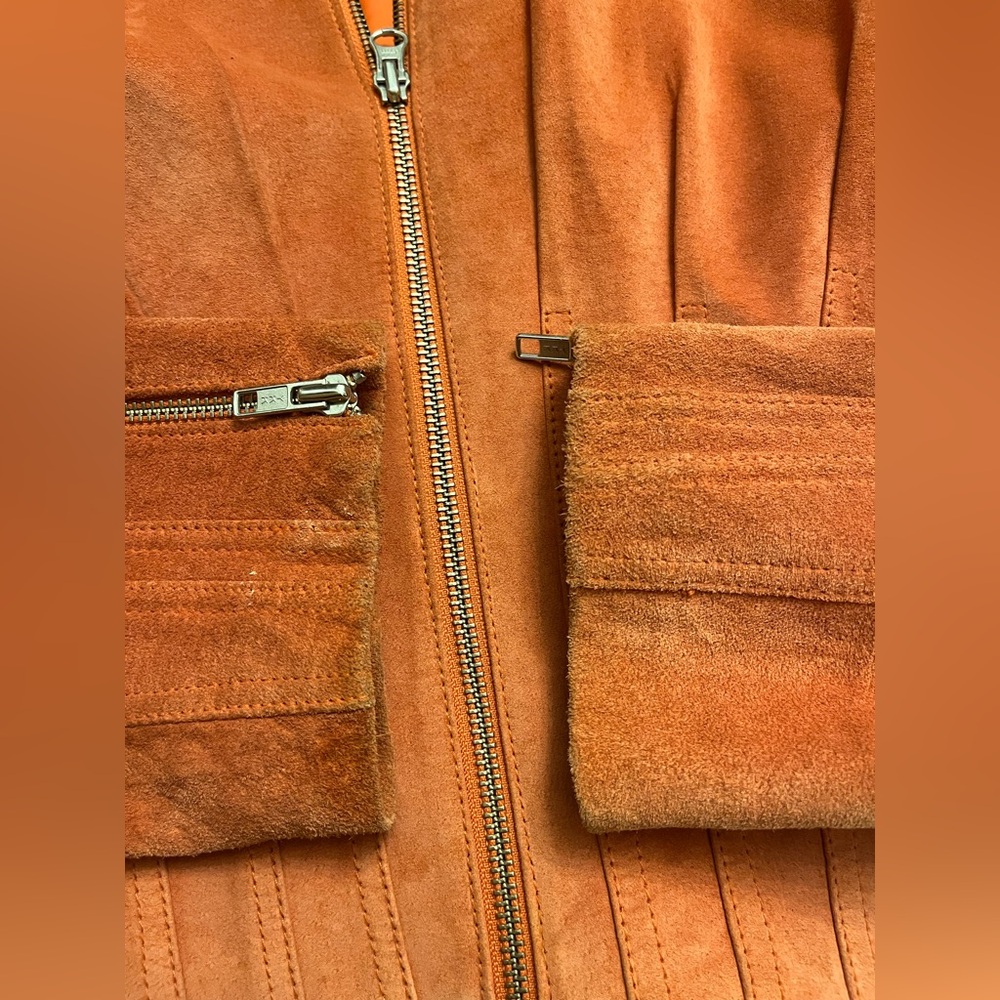 Women's Orange Leather Jacket - Picture 3 of 5